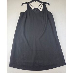 Metaphor Womens Black V-Neck Multi-Strap Racerback Shift Dress Size Medium LBD